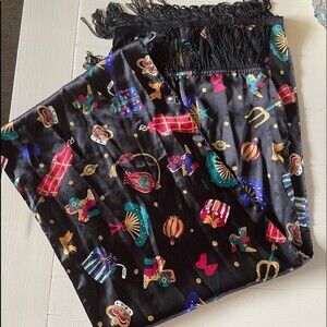 Vintage Diane Von Furstenberg The Color Authority Playful Scarf Black w/regal